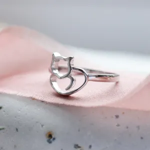 Silver cat ring PUSHEEN Thumbnail