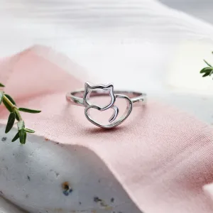 Silver cat ring PUSHEEN Thumbnail
