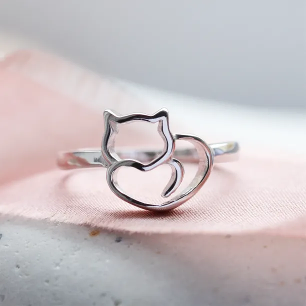 Silver cat ring PUSHEEN Image