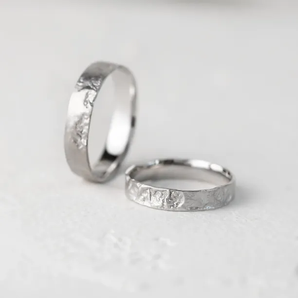 Unusual moon surface wedding bands LUNARIUM Image