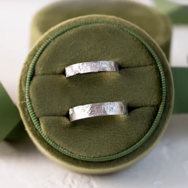 Unusual moon surface wedding bands LUNARIUM Image