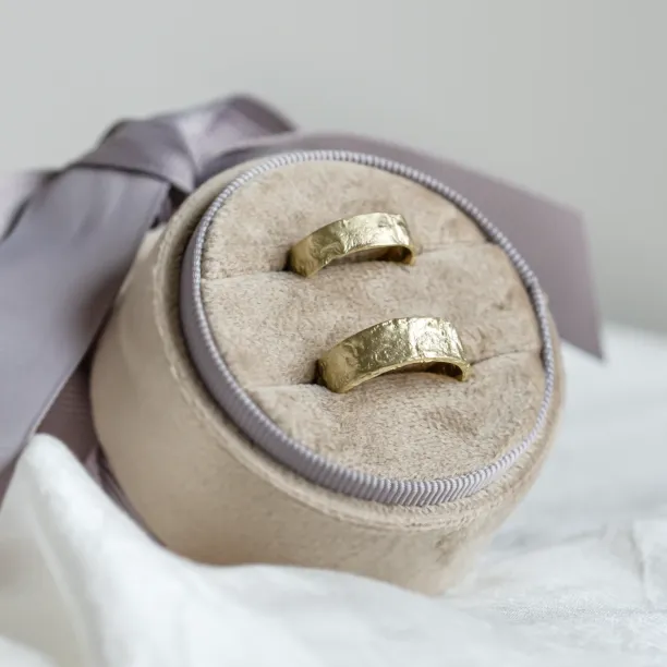 Unusual moon surface wedding bands LUNARIUM Image