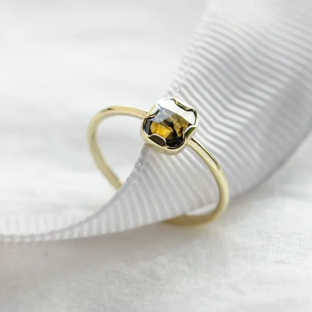 Gold salt'n'pepper diamond ring in art deco style ARTISTA Image