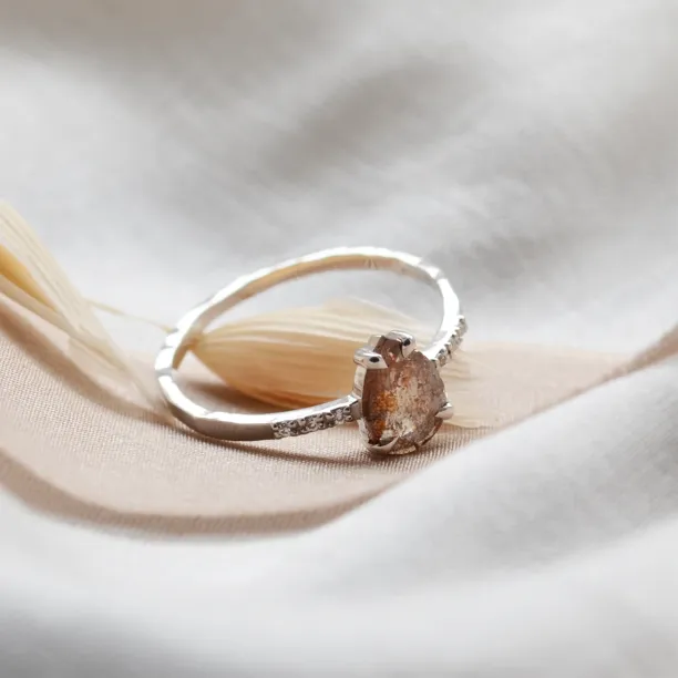 Organic engagement salt'n'pepper diamonds ring JACQUELINE
