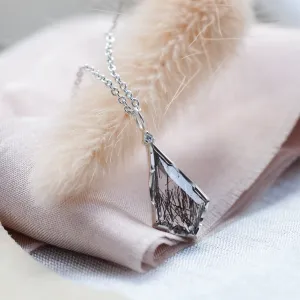 Rutilated quartz pendant with diamond MATTIAS Thumbnail