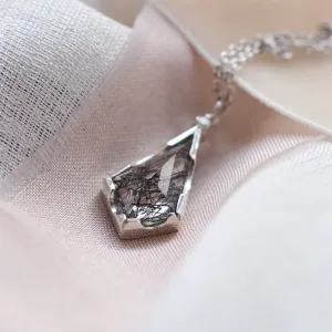 Rutilated quartz pendant with diamond MATTIAS Thumbnail