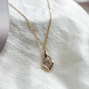 Rutilated quartz pendant with diamond MATTIAS Thumbnail