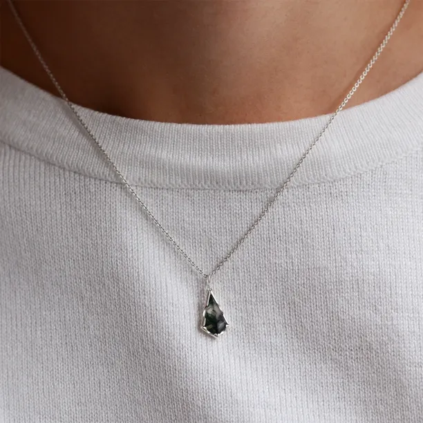 Přívěsek s mechovým achátem a diamantem MATTIA Image