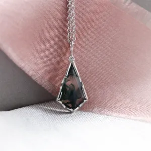 Přívěsek s mechovým achátem a diamantem MATTIA Thumbnail
