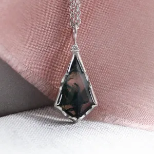 Přívěsek s mechovým achátem a diamantem MATTIA Thumbnail