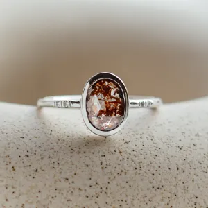 Gold ring with oval salt'n'pepper diamond FIORELLA Thumbnail