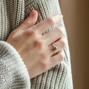 Gold ring with oval salt'n'pepper diamond FIORELLA Thumbnail