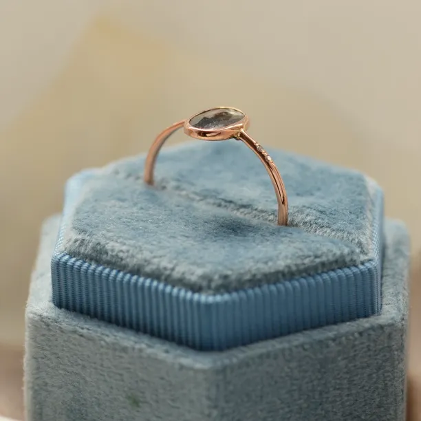 Gold ring with oval salt'n'pepper diamond FIORELLA Image