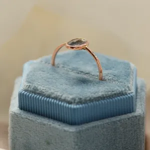 Gold ring with oval salt'n'pepper diamond FIORELLA Thumbnail