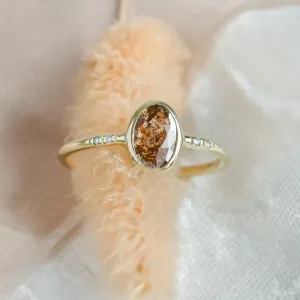 Gold ring with oval salt'n'pepper diamond FIORELLA Thumbnail