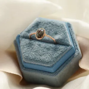 Gold ring with oval salt'n'pepper diamond FIORELLA Thumbnail
