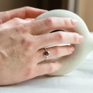 Gold ring with oval salt'n'pepper diamond FIORELLA Thumbnail