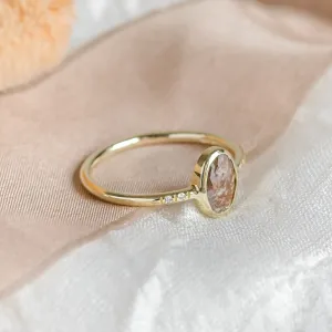Gold ring with oval salt'n'pepper diamond FIORELLA Thumbnail