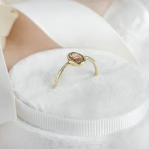 Gold ring with oval salt'n'pepper diamond FIORELLA Thumbnail