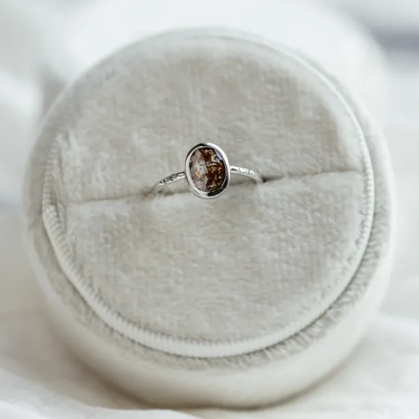 Gold ring with oval salt'n'pepper diamond FIORELLA Image