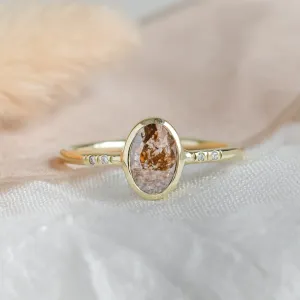 Gold ring with oval salt'n'pepper diamond FIORELLA Thumbnail