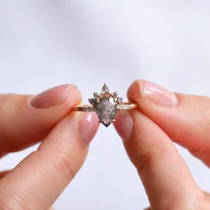 Gold cluster salt'n'pepper diamonds ring FILOMENA Thumbnail