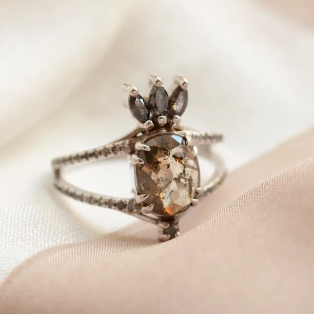 Salt and pepper diamonds in luxury ring RABBIT Image