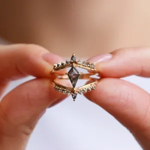 Vintage split shank prsten se salt and pepper diamanty SPLIT Thumbnail