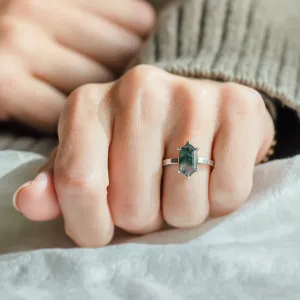Vintage gold moss agate ring BENEDETTA Thumbnail