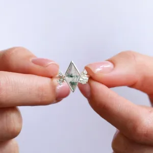 Cluster prsten s mechovým achátem a diamanty CARLOTTA Thumbnail