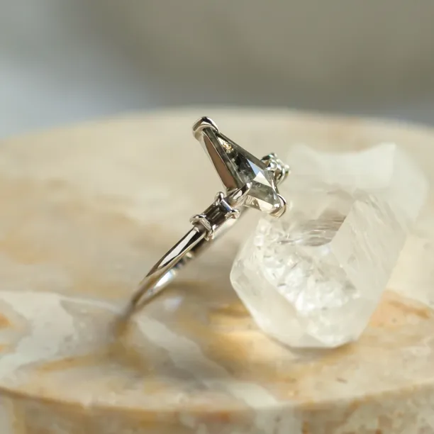 Kite salt and pepper diamant ve zlatém prstenu s baguette diamanty ARIANNA Image