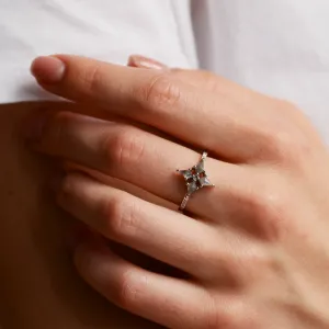 Prsten ALESSIA ve tvaru hvězdy se salt and pepper diamanty na ruce