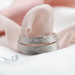Unusual wedding bands with woodbark surface DRUID Thumbnail