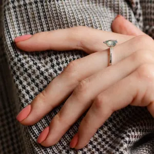 Mossagate engagement ring with diamonds MARTINA Thumbnail
