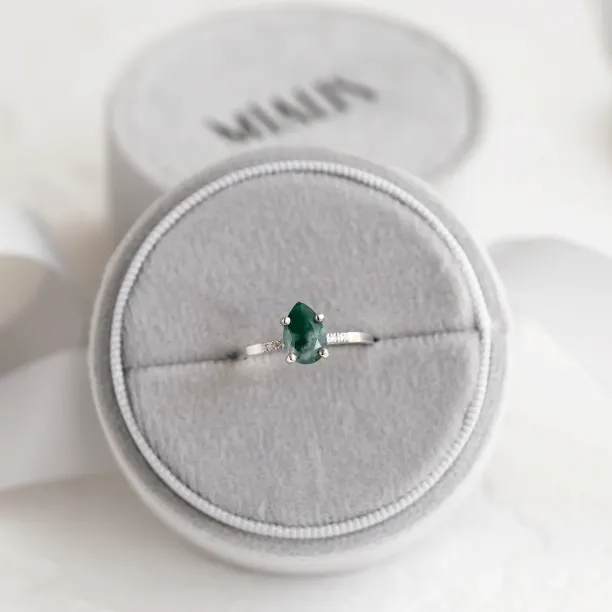 Mossagate engagement ring with diamonds MARTINA Image