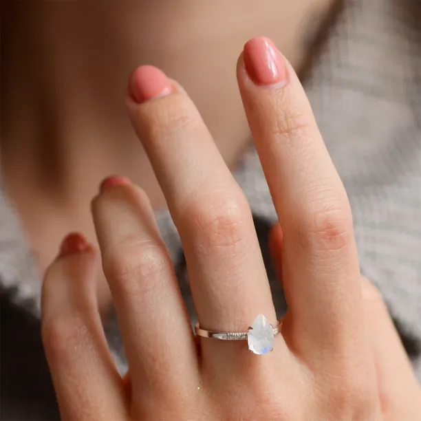 Moonstone engagement ring with diamonds LUNAR
