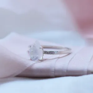 Moonstone engagement ring with diamonds LUNAR
