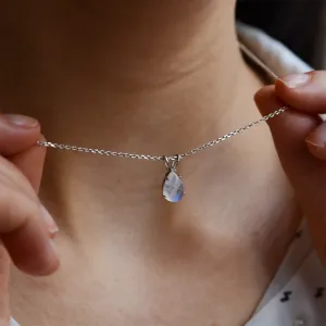 Gold moonstone necklace with diamond LUNA Thumbnail