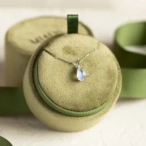 Gold moonstone necklace with diamond LUNA Thumbnail