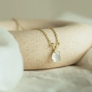 Gold moonstone necklace with diamond LUNA Thumbnail