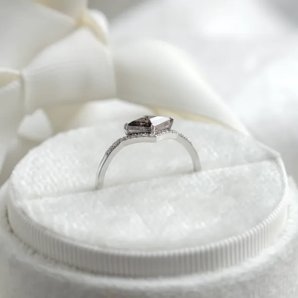 Atypický prsten se salt and pepper diamantem a postranními diamanty NICOLE Image