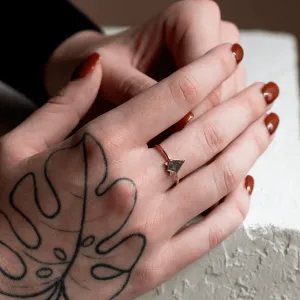 CATKIN ring with kite salt and pepper diamond, worn on a hand