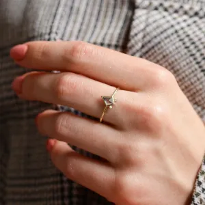 CATKIN ring with kite salt and pepper diamond, worn on the hand