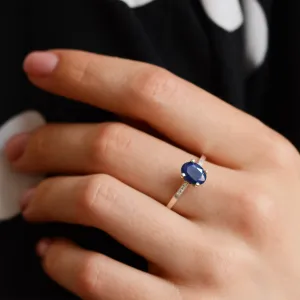 Safírový prsten ze zlata s diamanty GRETA Thumbnail