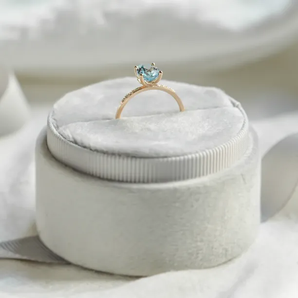 Engagement ring with blue topaz and diamonds SOFIA Image