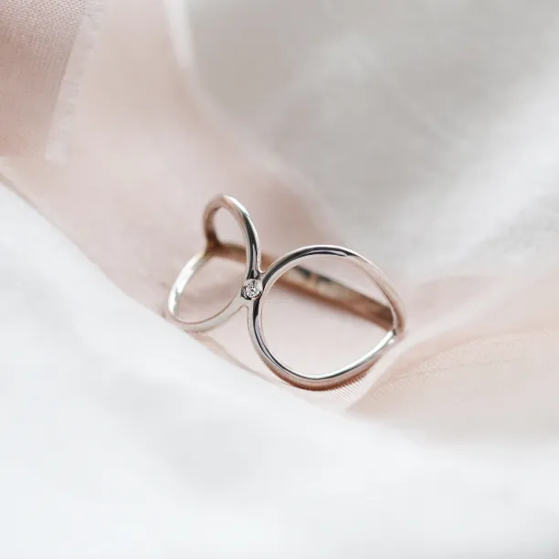 Minimalist double ring with diamond ALICE Image
