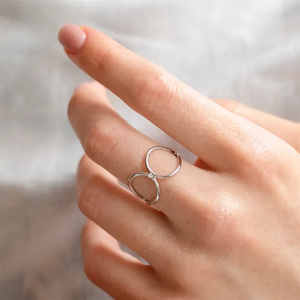 Minimalist double ring with diamond ALICE Image