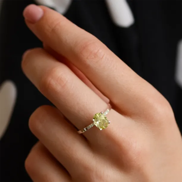 Zlatý prsten s citronovým křišťálem a diamanty LIMONE Image