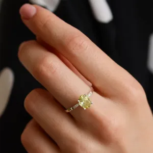 Zlatý prsten s citronovým křišťálem a diamanty LIMONE Thumbnail
