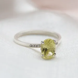 Zlatý prsten s citronovým křišťálem a diamanty LIMONE Thumbnail